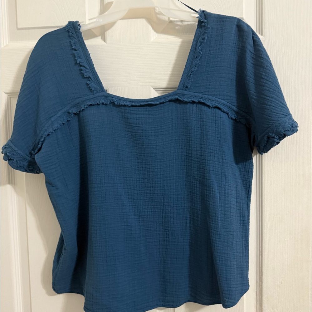 Wonderly Textured Blue Blouse